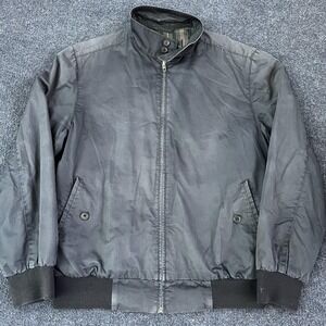 French Connection Jacket Mens XL Black Nylon Bomber Plaid Lined Full Zip Casual